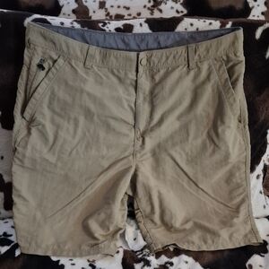 Men's Tan Flat Front Shorts